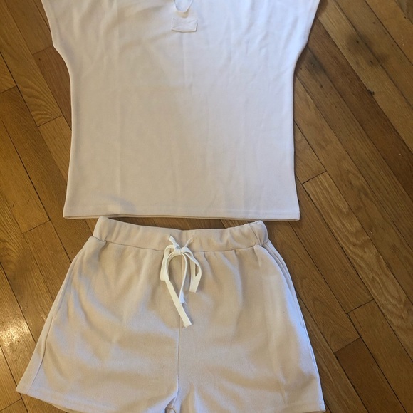 Short Sleeve Pajama Set Henley Tops and Shorts Sleepwear Loungewear with Pockets - Picture 7 of 12